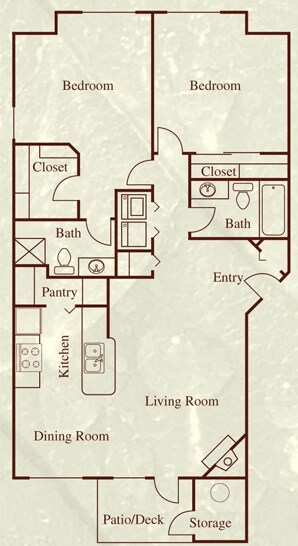 2 Bed 2 Bath E202 floor plan